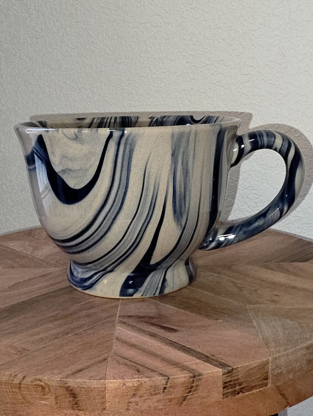 Potter's Studio Handcrafted Blue and Cream Swirl Ceramic Fine Stoneware Mug